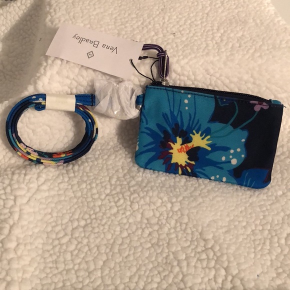 Vera Bradley Zip ID Lanyard set FIREFLY GARDEN - Picture 4 of 7